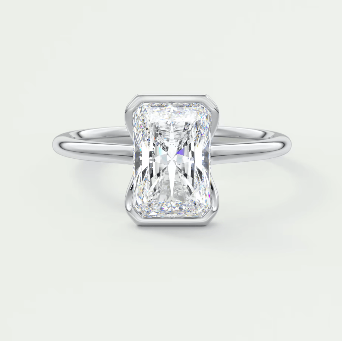 Solara Radiant Half Bezel Ring – Lab Diamond or Moissanite