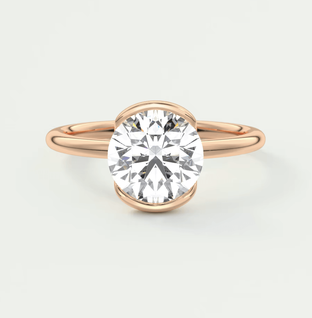 Solara Round Half Bezel Ring – Lab Diamond or Moissanite