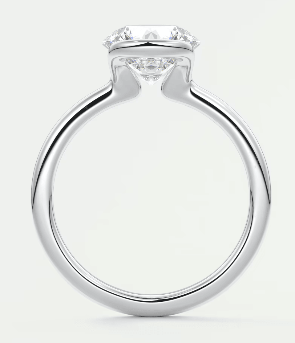 Solara Round Half Bezel Ring – Lab Diamond or Moissanite