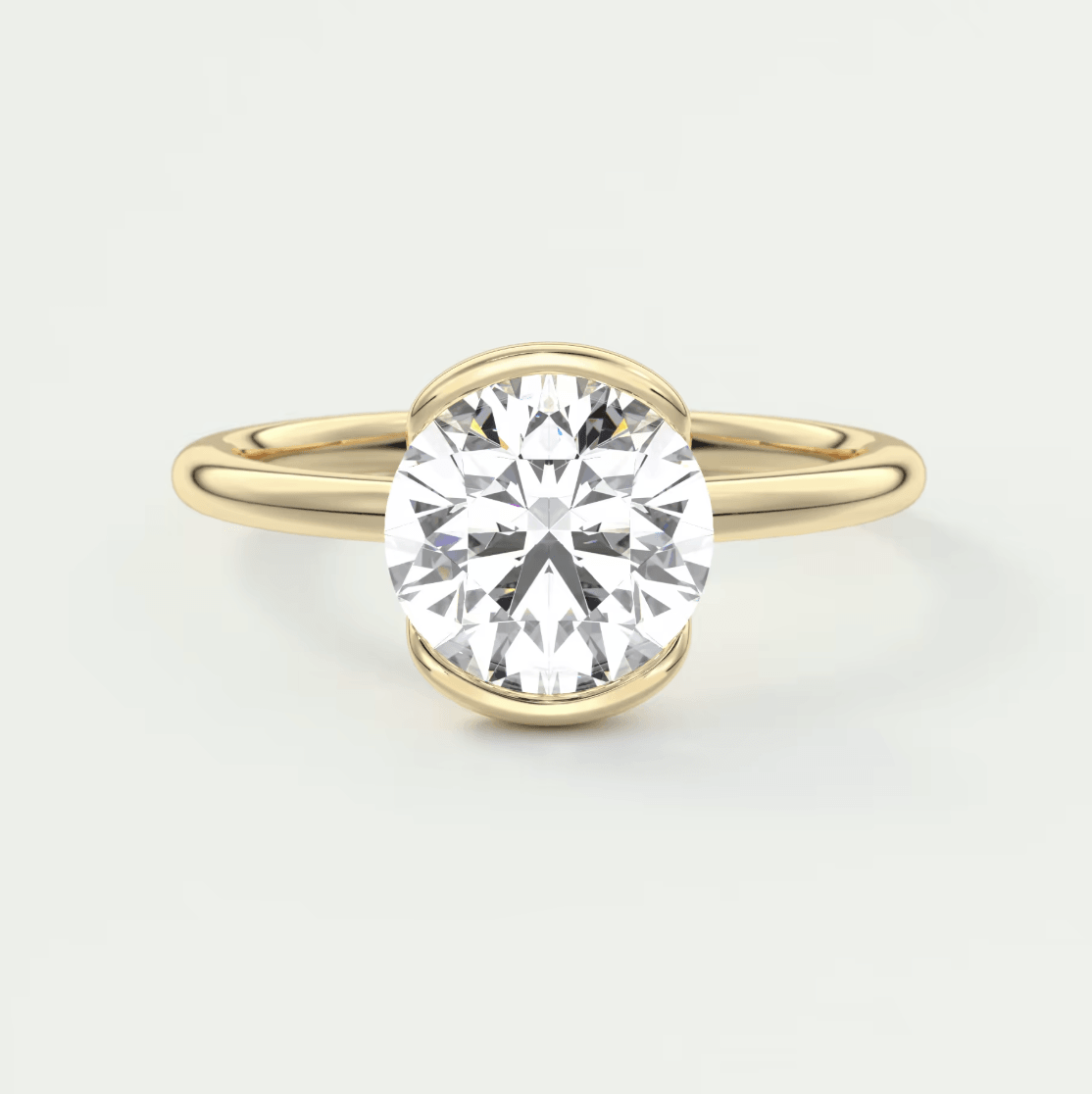 Solara Round Half Bezel Ring – Lab Diamond or Moissanite