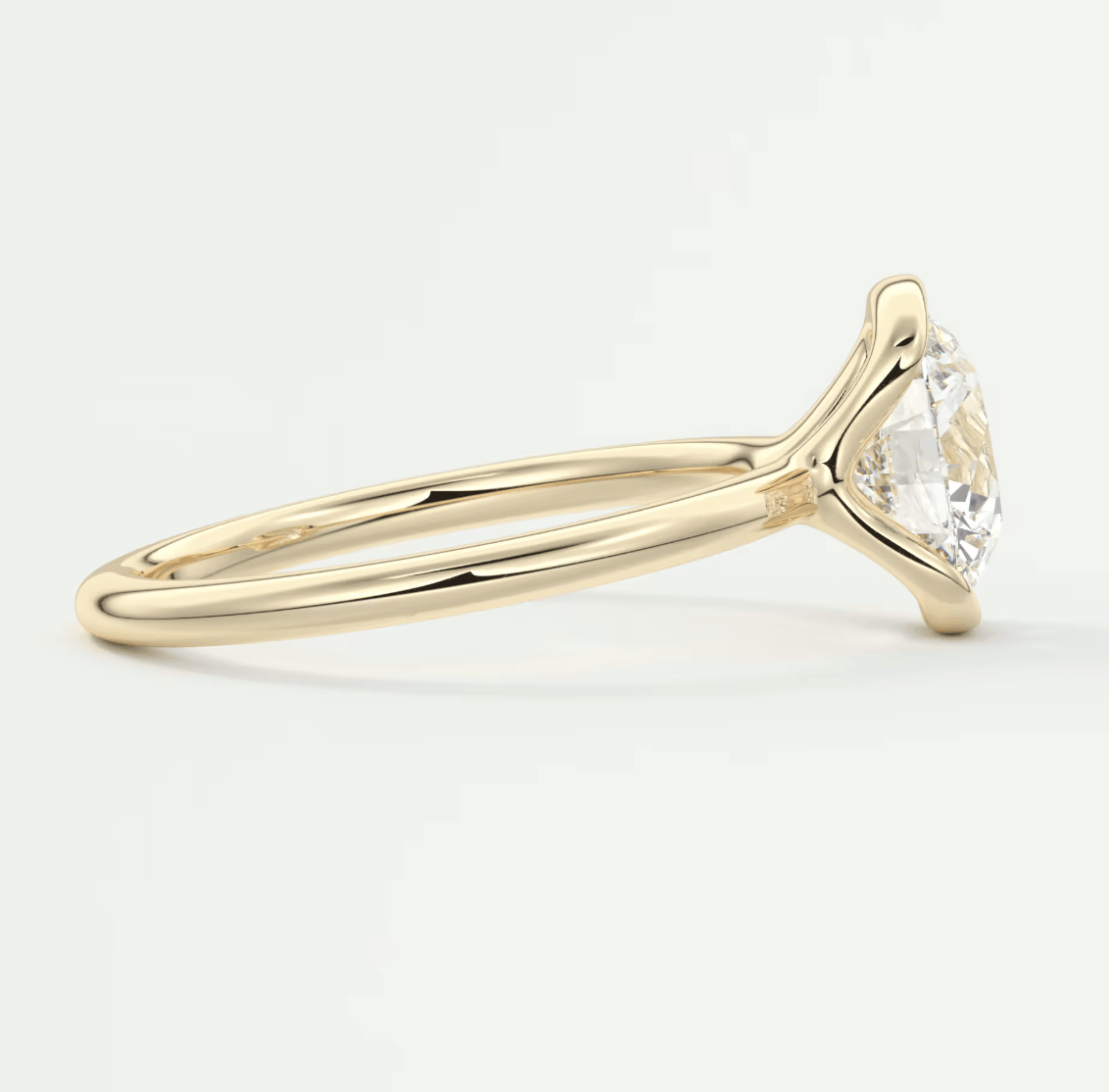 Solara Round Half Bezel Ring – Lab Diamond or Moissanite