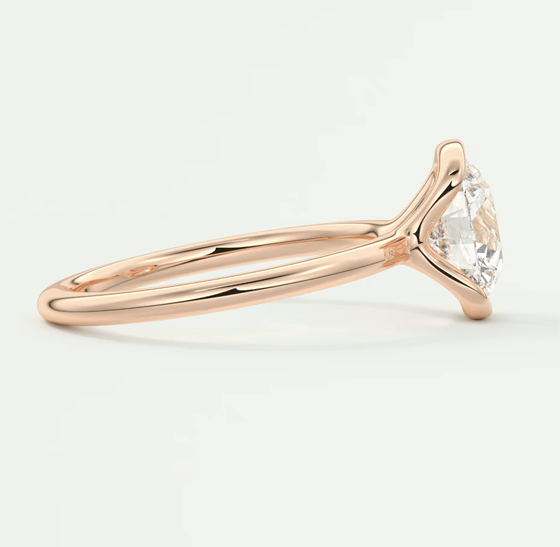 Solara Round Half Bezel Ring – Lab Diamond or Moissanite