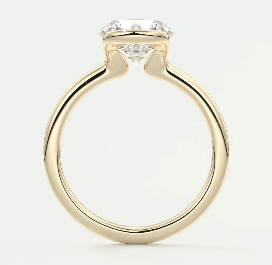 Solara Round Half Bezel Ring – Lab Diamond or Moissanite