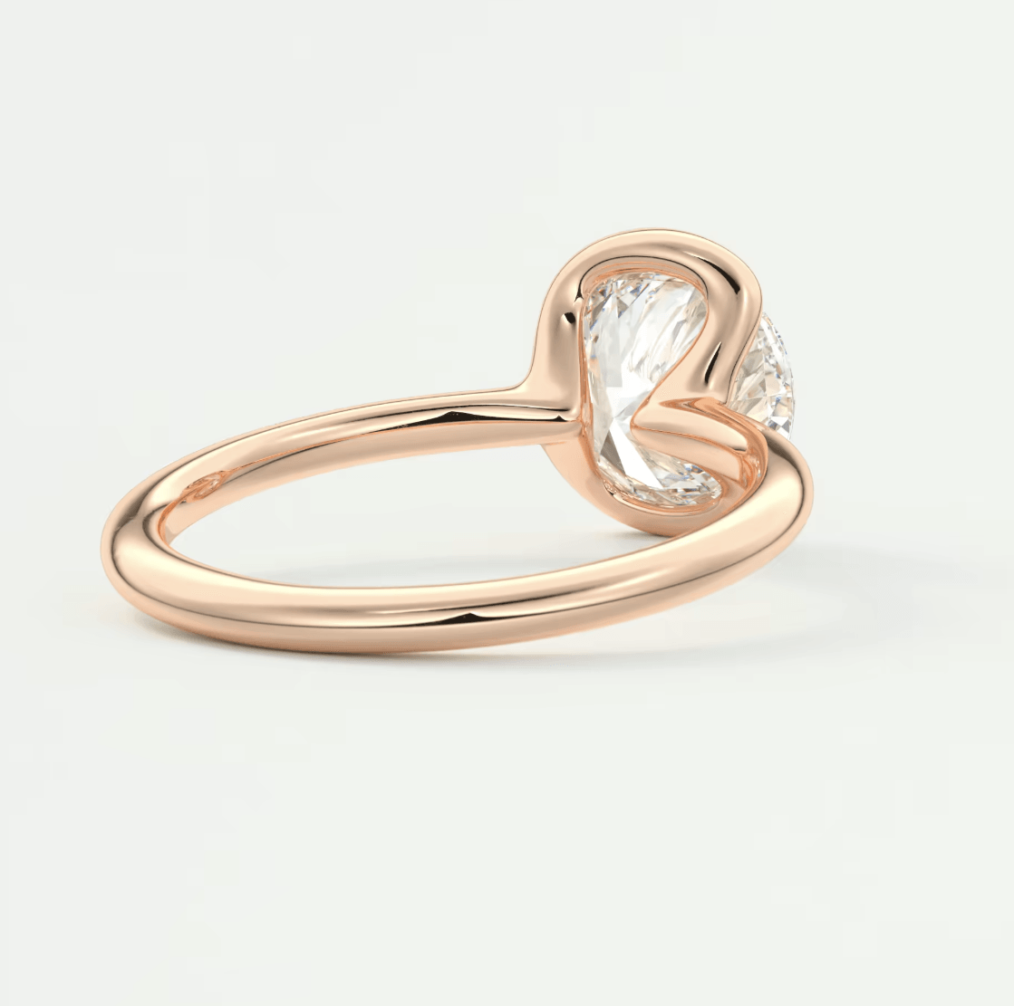 Solara Round Half Bezel Ring – Lab Diamond or Moissanite