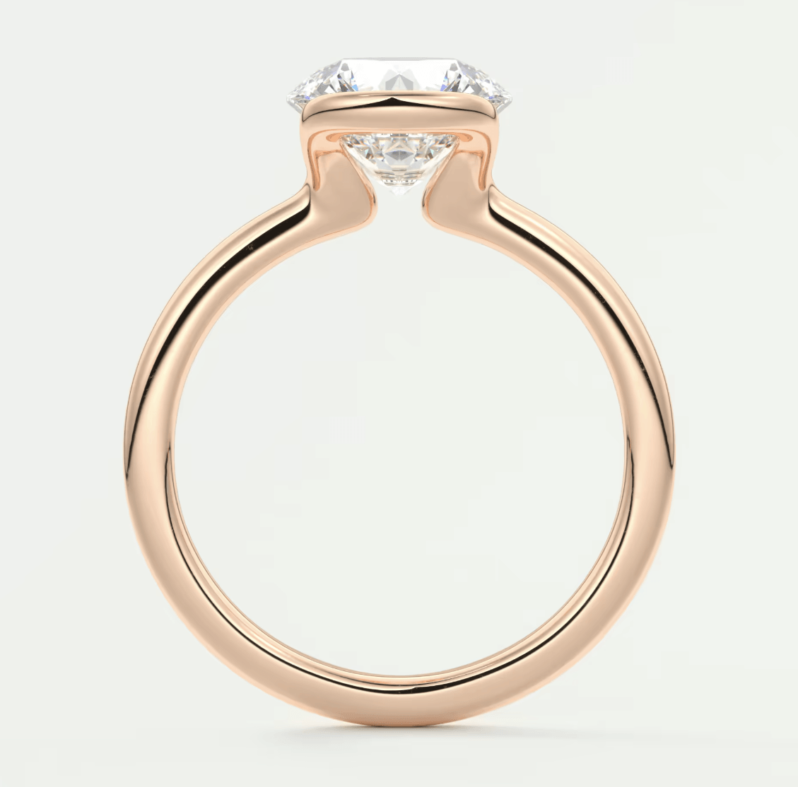 Solara Round Half Bezel Ring – Lab Diamond or Moissanite