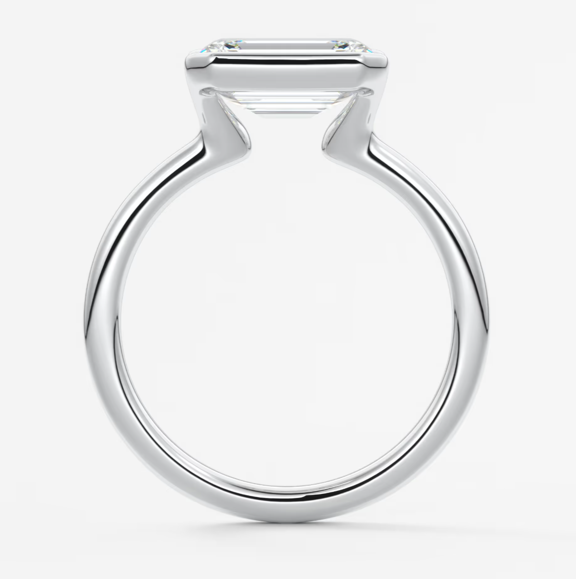 Solara East-West Emerald Half Bezel Ring – Lab Diamond or Moissanite