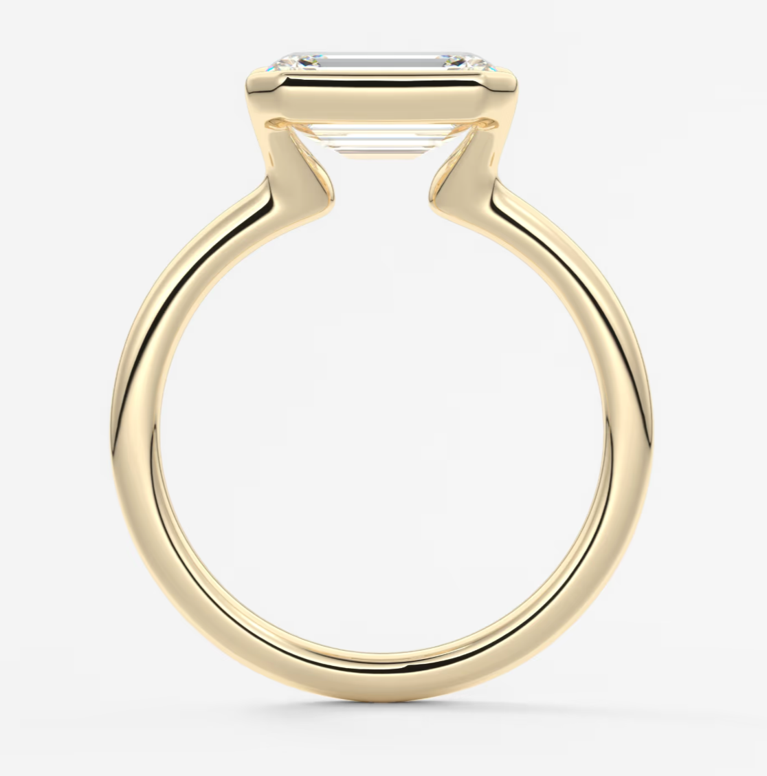 Solara East-West Emerald Half Bezel Ring – Lab Diamond or Moissanite