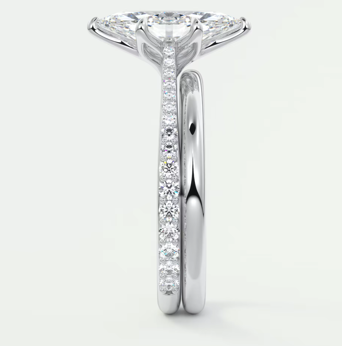 Solenne Marquise Pavé Cathedral Solitaire Ring