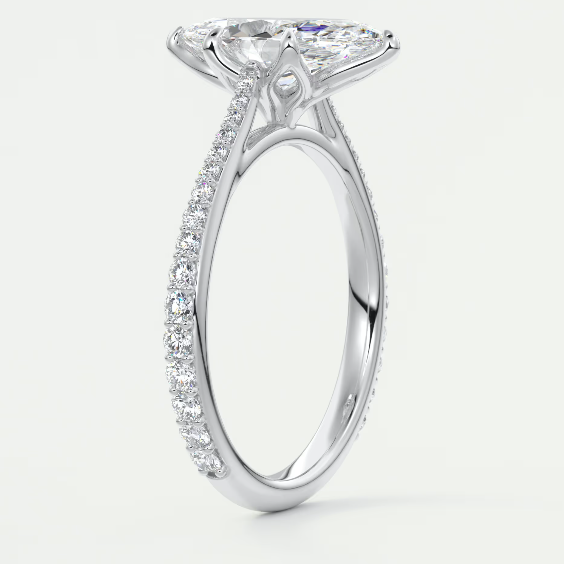 Solenne Marquise Pavé Cathedral Solitaire Ring