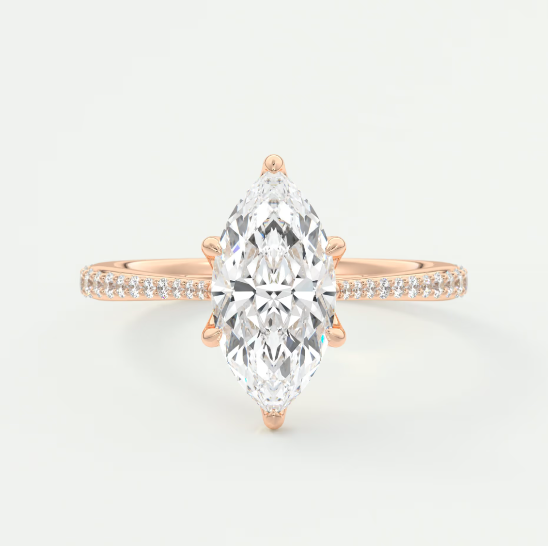 Solenne Marquise Pavé Cathedral Solitaire Ring
