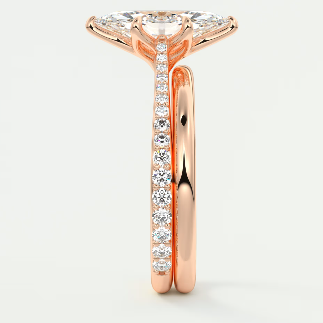 Solenne Marquise Pavé Cathedral Solitaire Ring