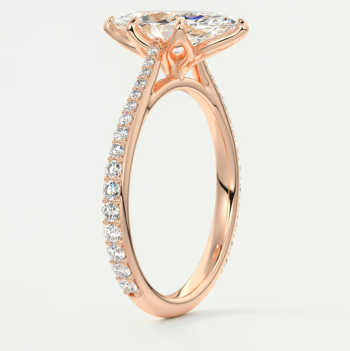 Solenne Marquise Pavé Cathedral Solitaire Ring