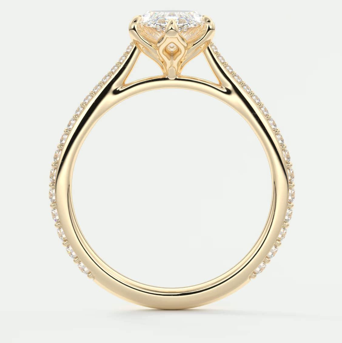 Solenne Marquise Pavé Cathedral Solitaire Ring