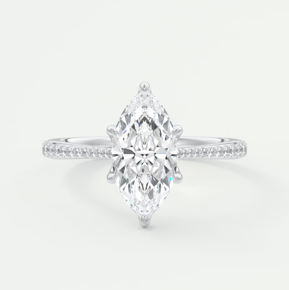 Solenne Marquise Pavé Cathedral Solitaire Ring