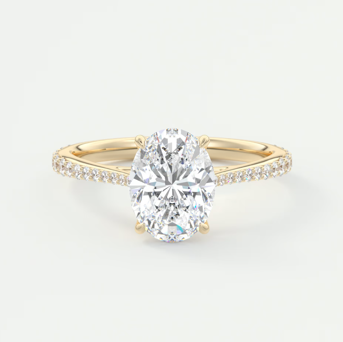 Solenne Oval Pavé Cathedral Solitaire Ring