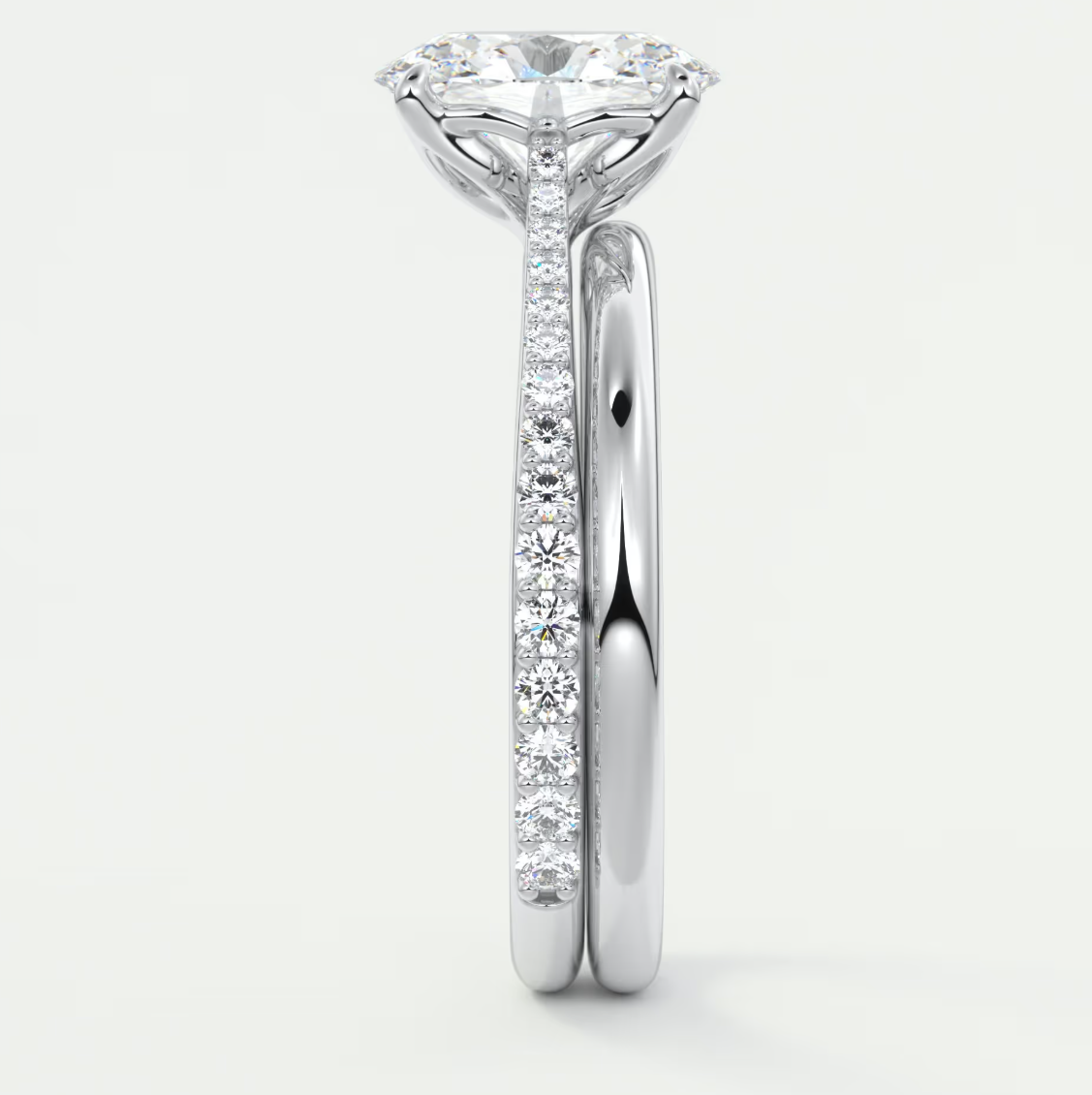 Solenne Oval Pavé Cathedral Solitaire Ring