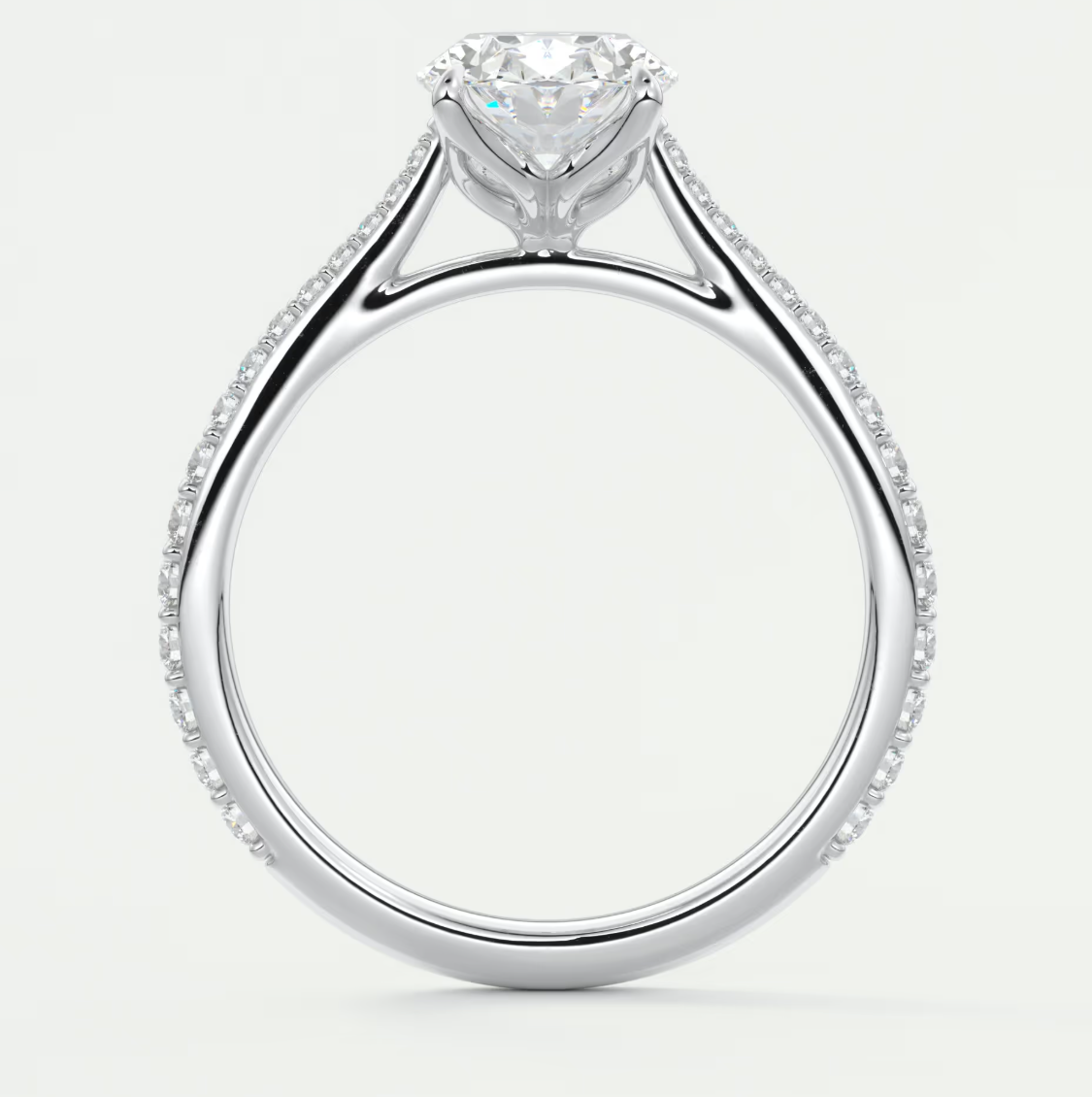 Solenne Oval Pavé Cathedral Solitaire Ring