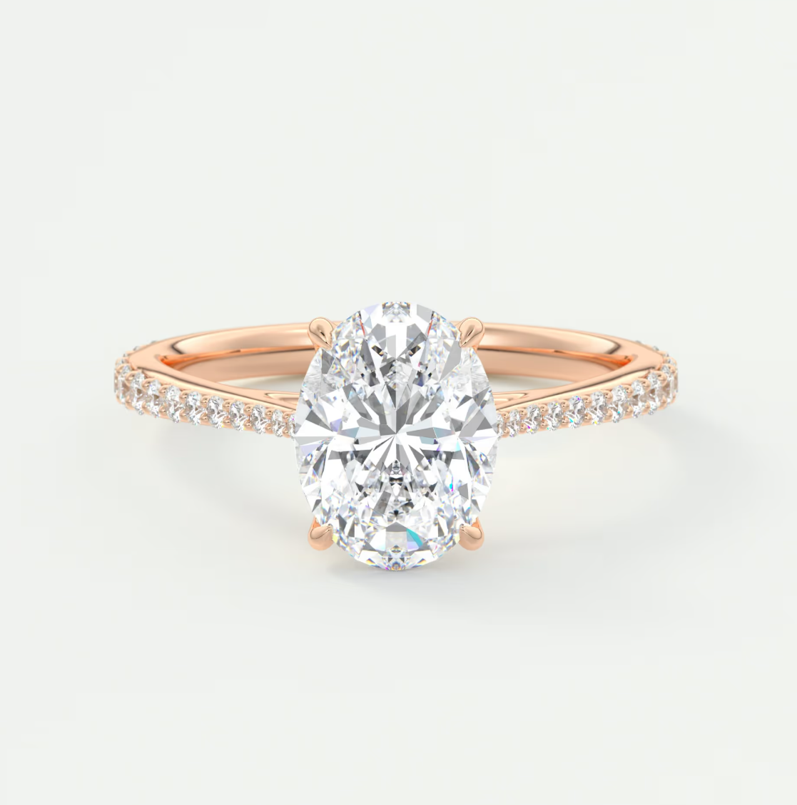 Solenne Oval Pavé Cathedral Solitaire Ring