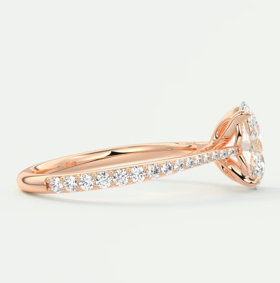 Solenne Oval Pavé Cathedral Solitaire Ring