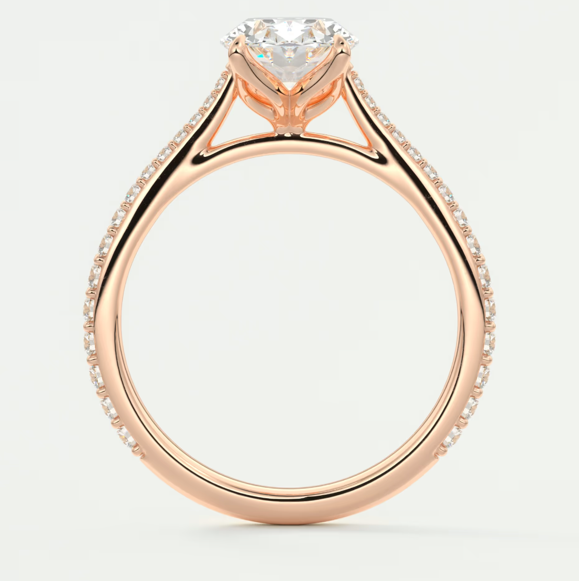 Solenne Oval Pavé Cathedral Solitaire Ring