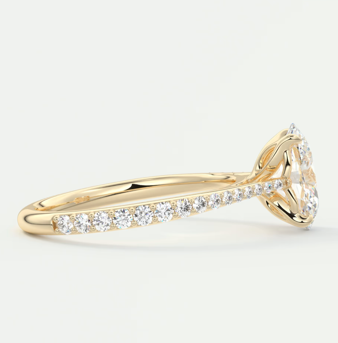 Solenne Oval Pavé Cathedral Solitaire Ring