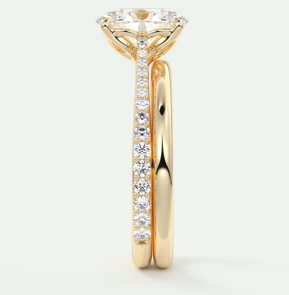 Solenne Oval Pavé Cathedral Solitaire Ring