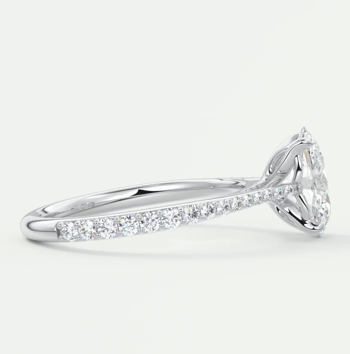Solenne Oval Pavé Cathedral Solitaire Ring