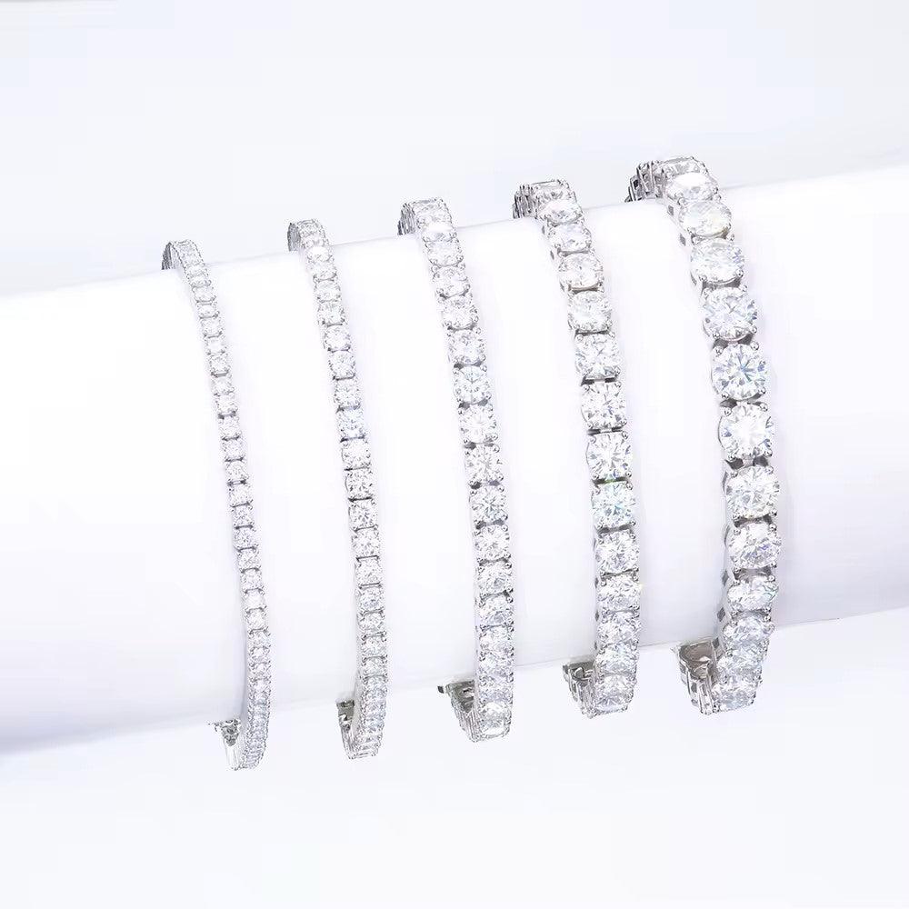 Moissanite Tennis Bracelet – 18K White Gold Plated Silver