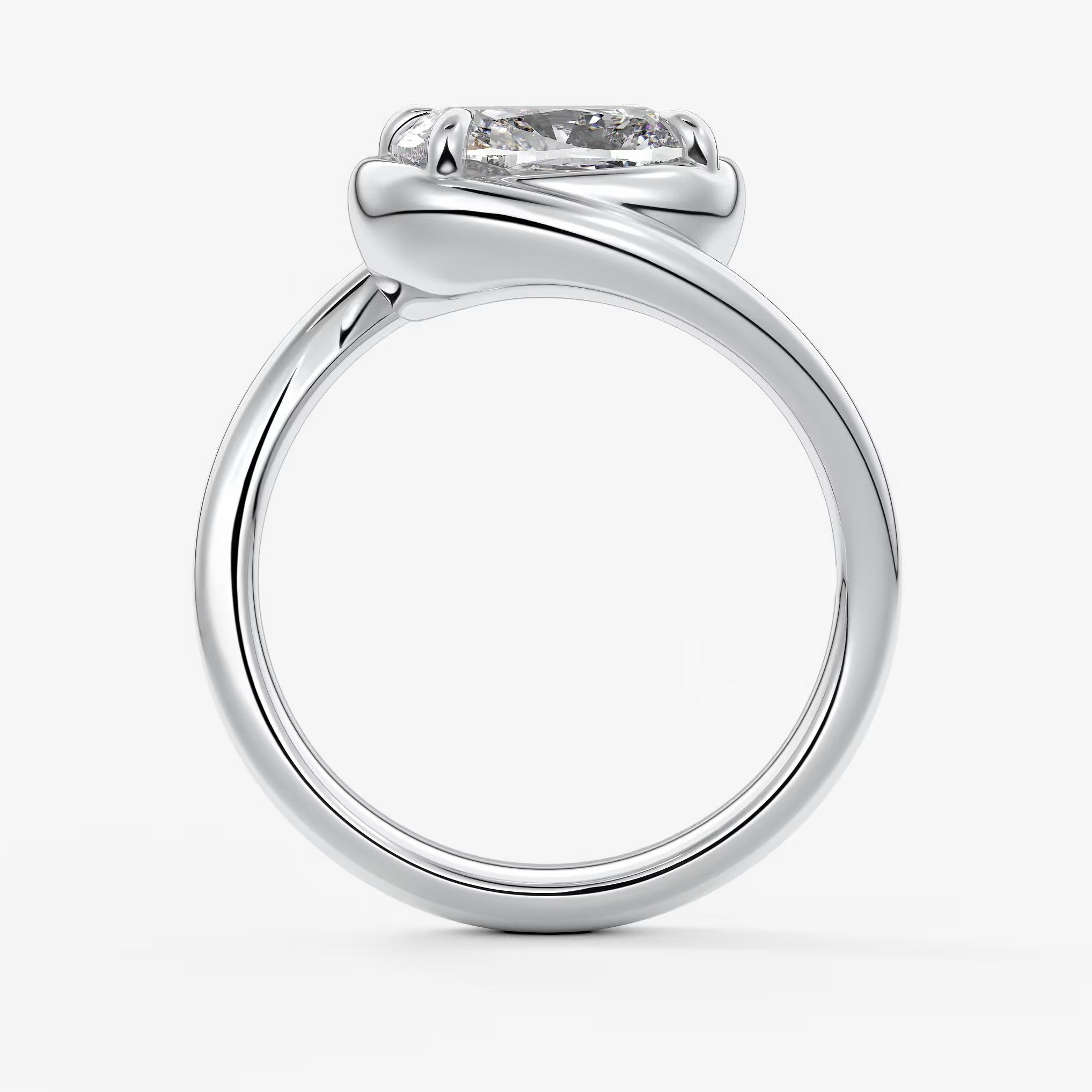 The flow – elongated cushion engagement ring
