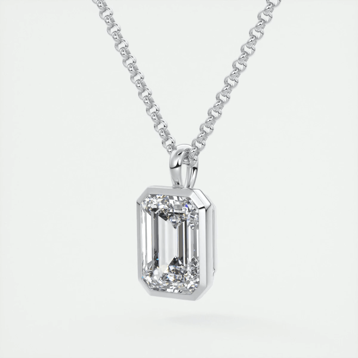 Valencia Oval Bezel Pendant Necklace – Lab-Grown Diamond or Moissanite