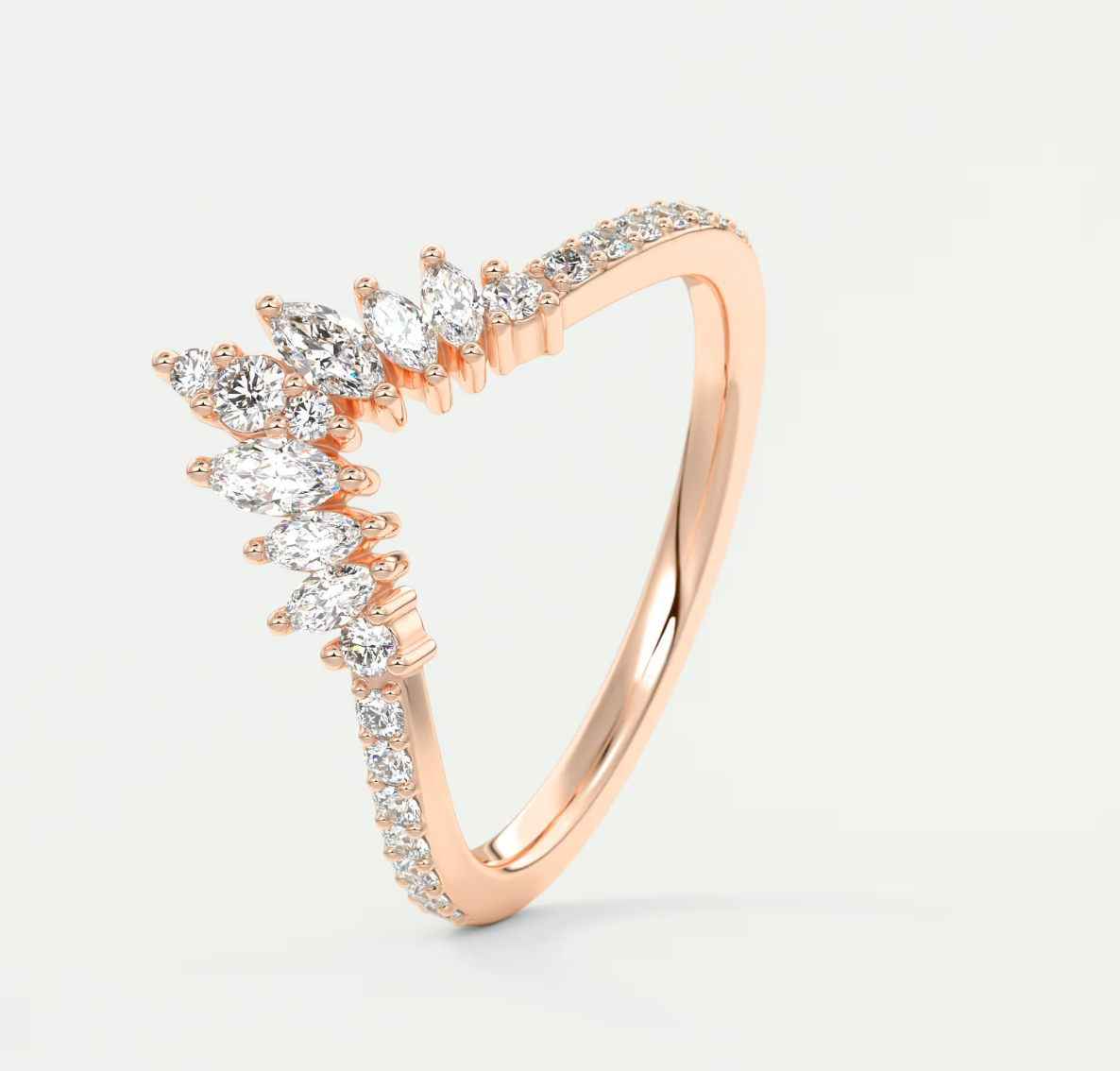 Valencia Round Chevron Wedding Band – Lab Grown or Natural Diamond