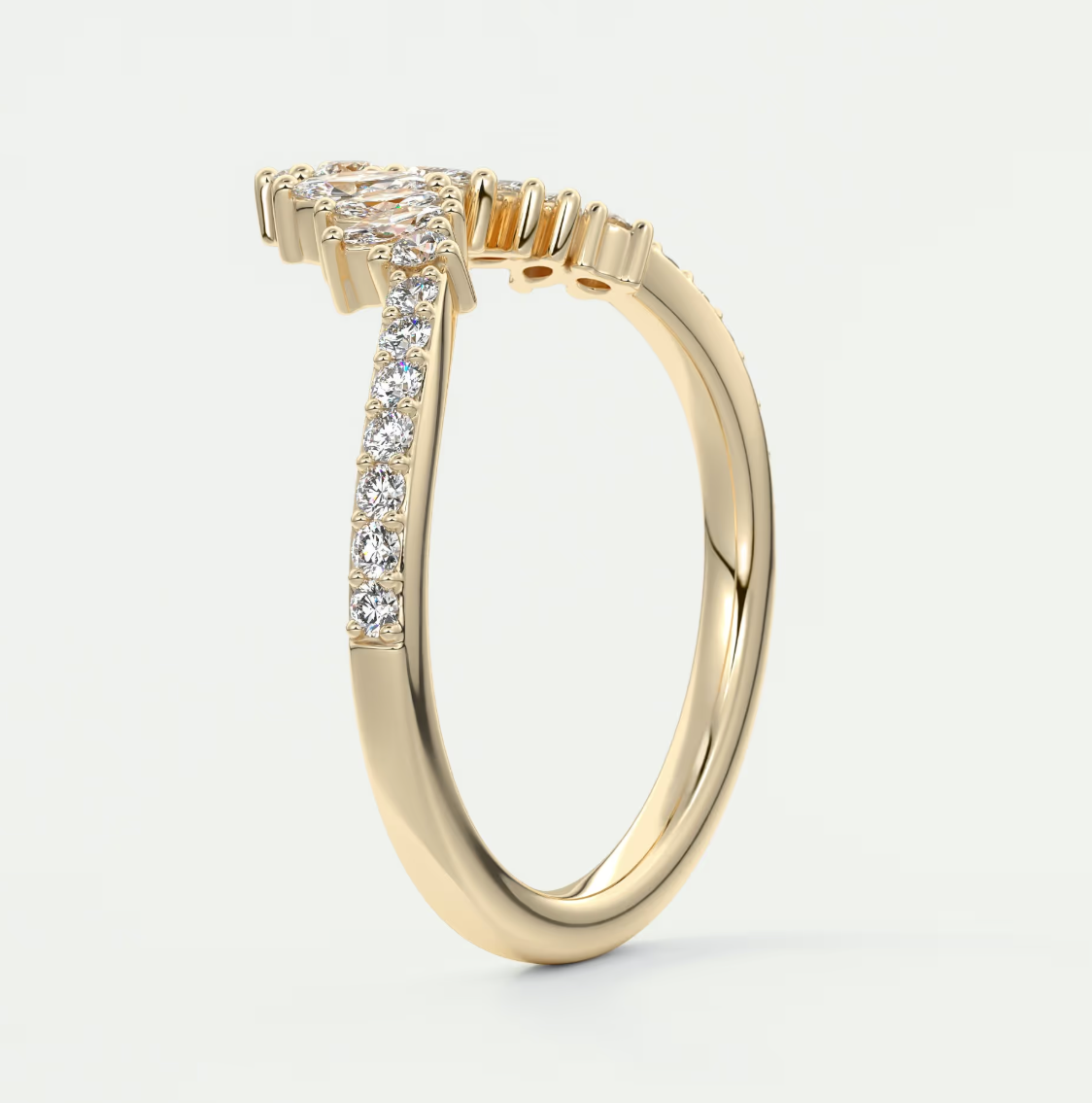 Valencia Round Chevron Wedding Band – Lab Grown or Natural Diamond