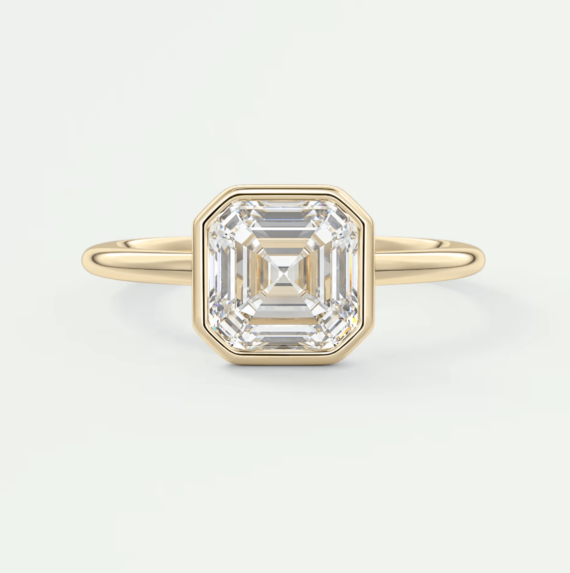 Véda Asscher Bezel Engagement Ring – Lab Diamond or Moissanite