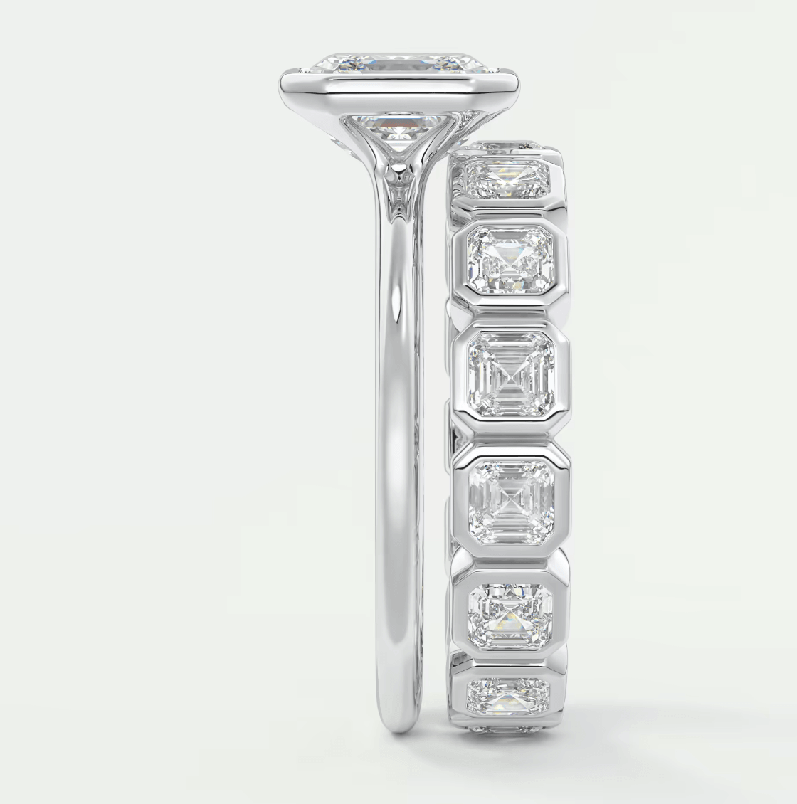 Véda Asscher Bezel Engagement Ring – Lab Diamond or Moissanite