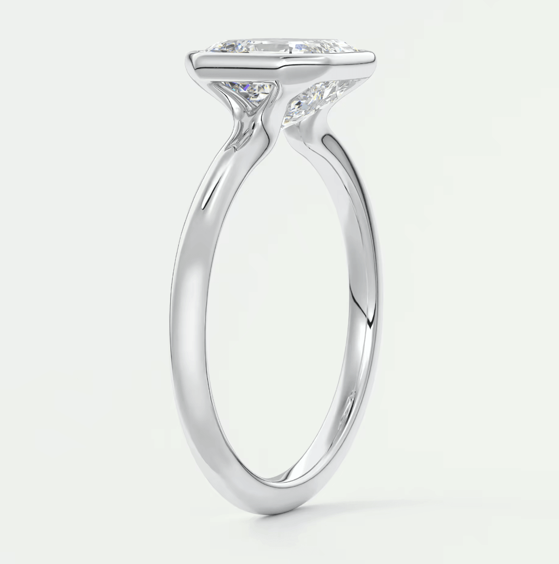 Véda Asscher Bezel Engagement Ring – Lab Diamond or Moissanite