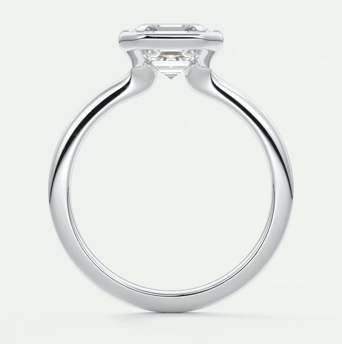 Véda Asscher Bezel Engagement Ring – Lab Diamond or Moissanite