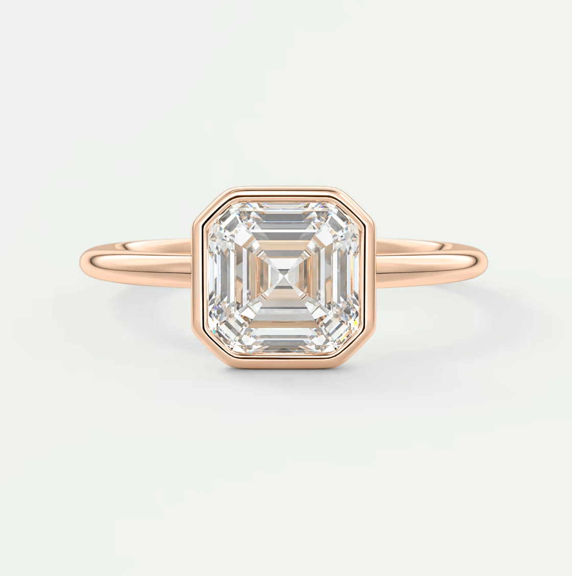 Véda Asscher Bezel Engagement Ring – Lab Diamond or Moissanite