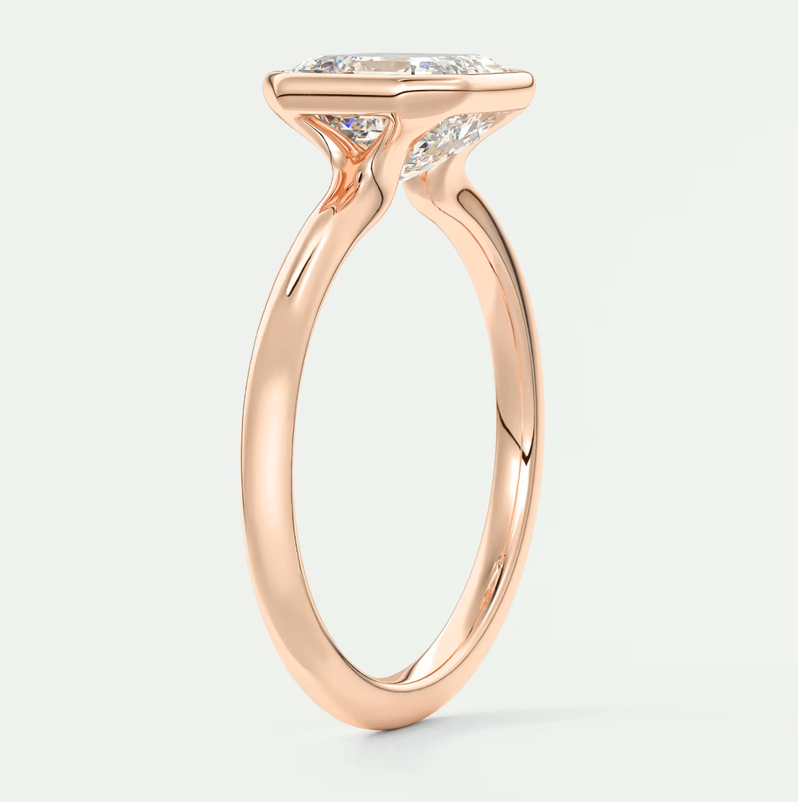 Véda Asscher Bezel Engagement Ring – Lab Diamond or Moissanite