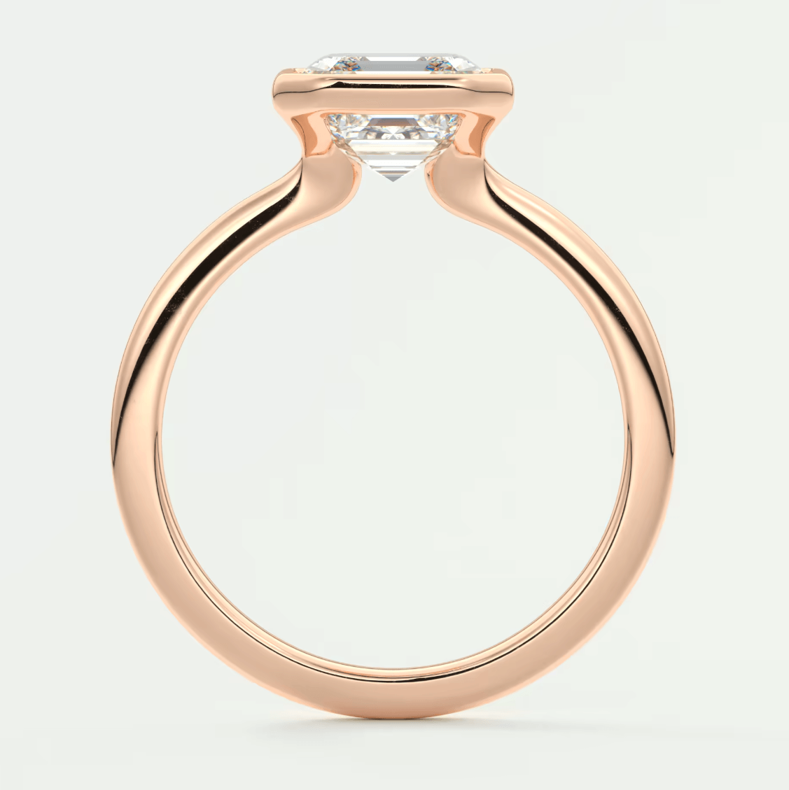 Véda Asscher Bezel Engagement Ring – Lab Diamond or Moissanite