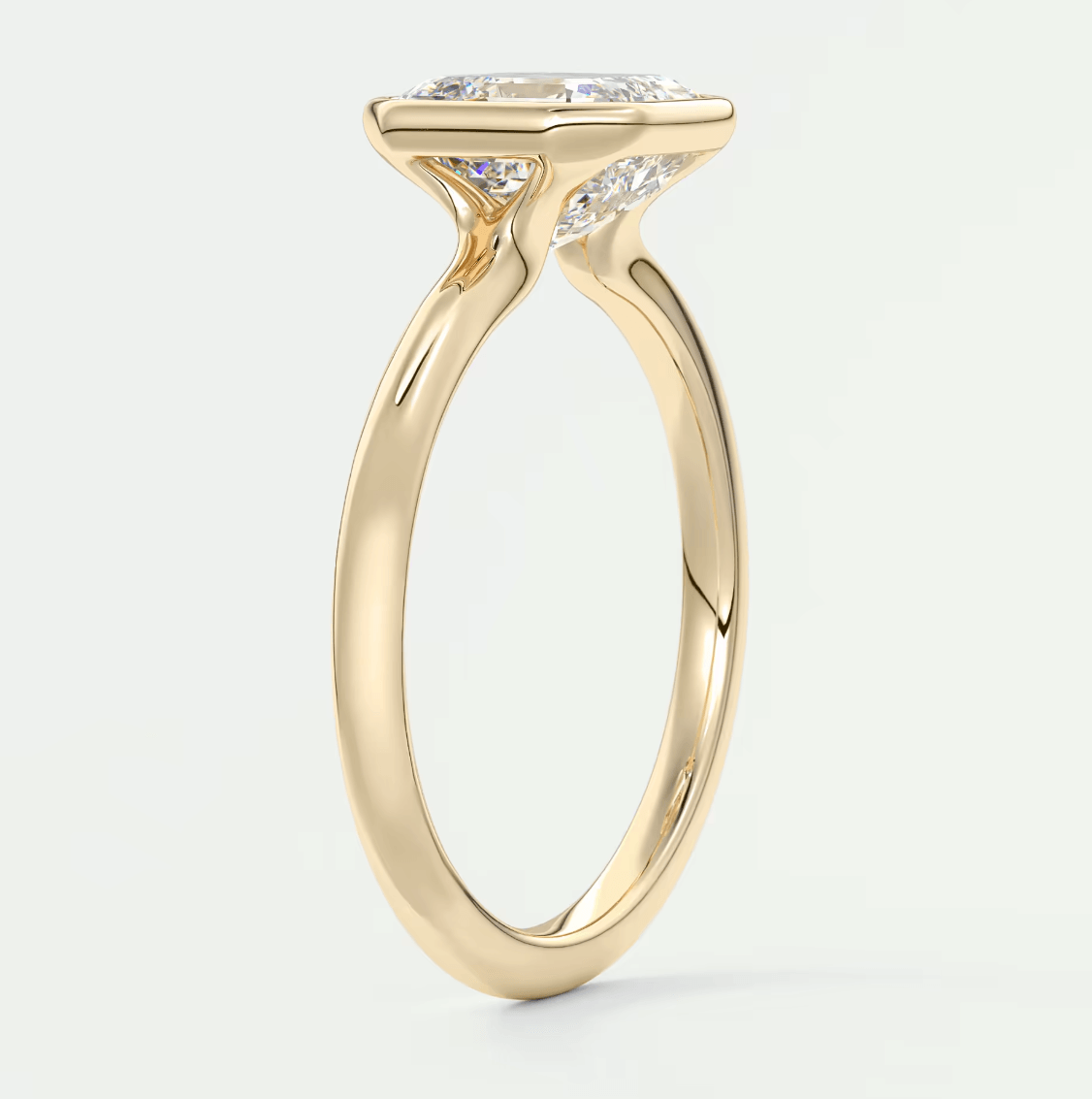 Véda Asscher Bezel Engagement Ring – Lab Diamond or Moissanite