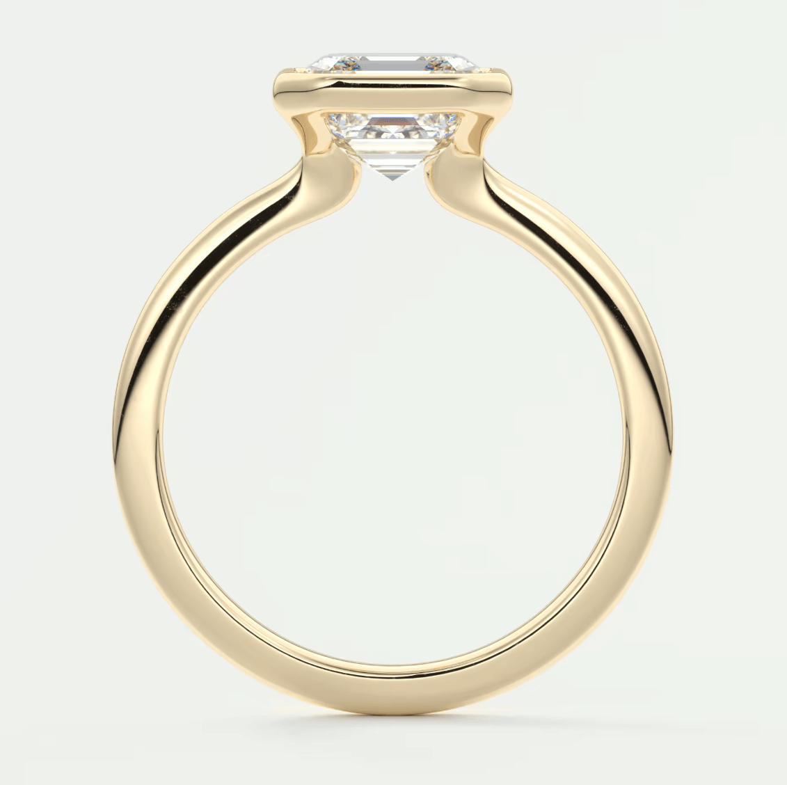 Véda Asscher Bezel Engagement Ring – Lab Diamond or Moissanite