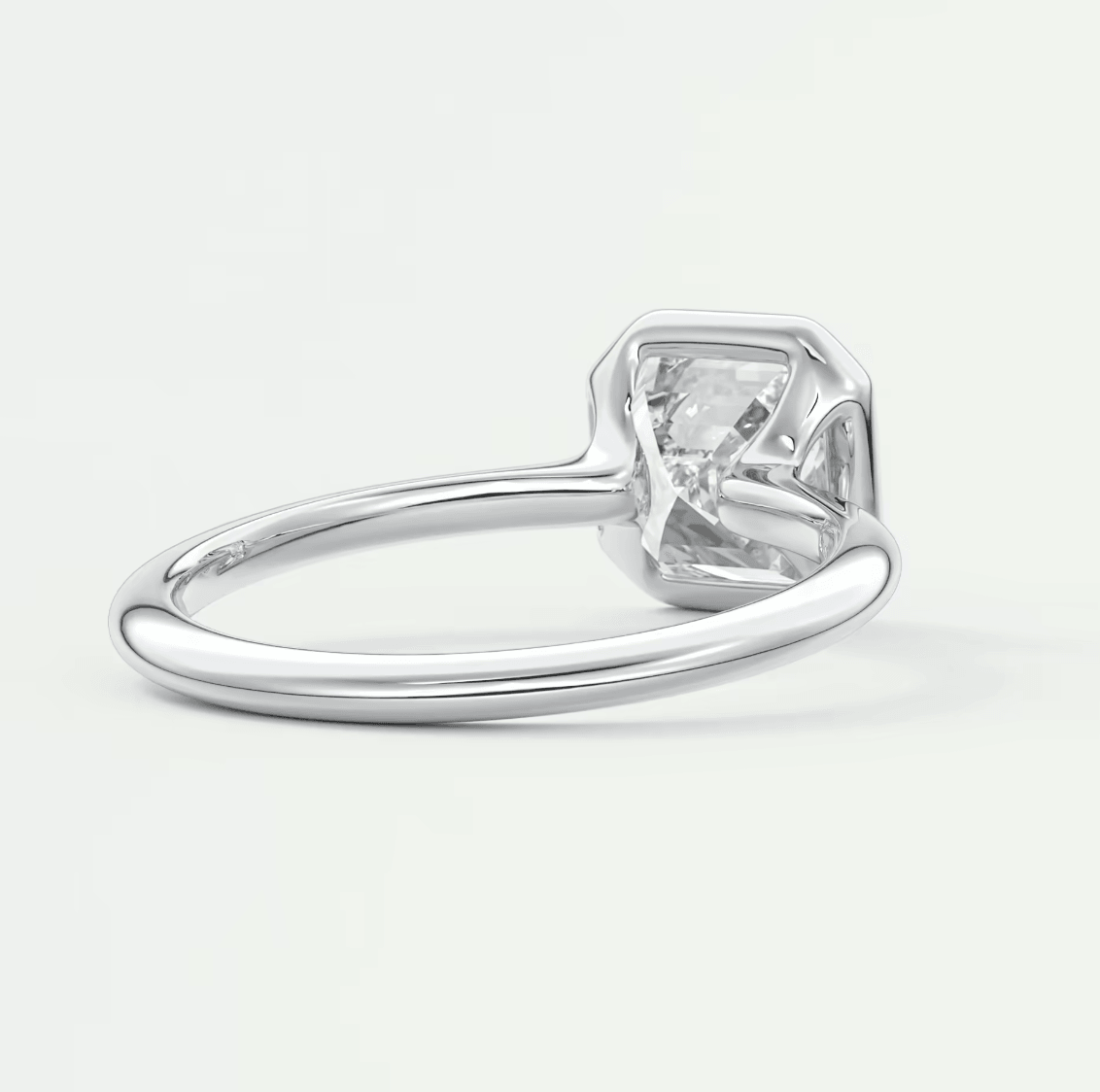 Véda Asscher Bezel Engagement Ring – Lab Diamond or Moissanite