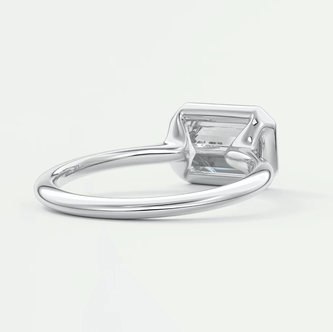 Véda East-West Emerald Bezel Engagement Ring – Lab Diamond or Moissanite