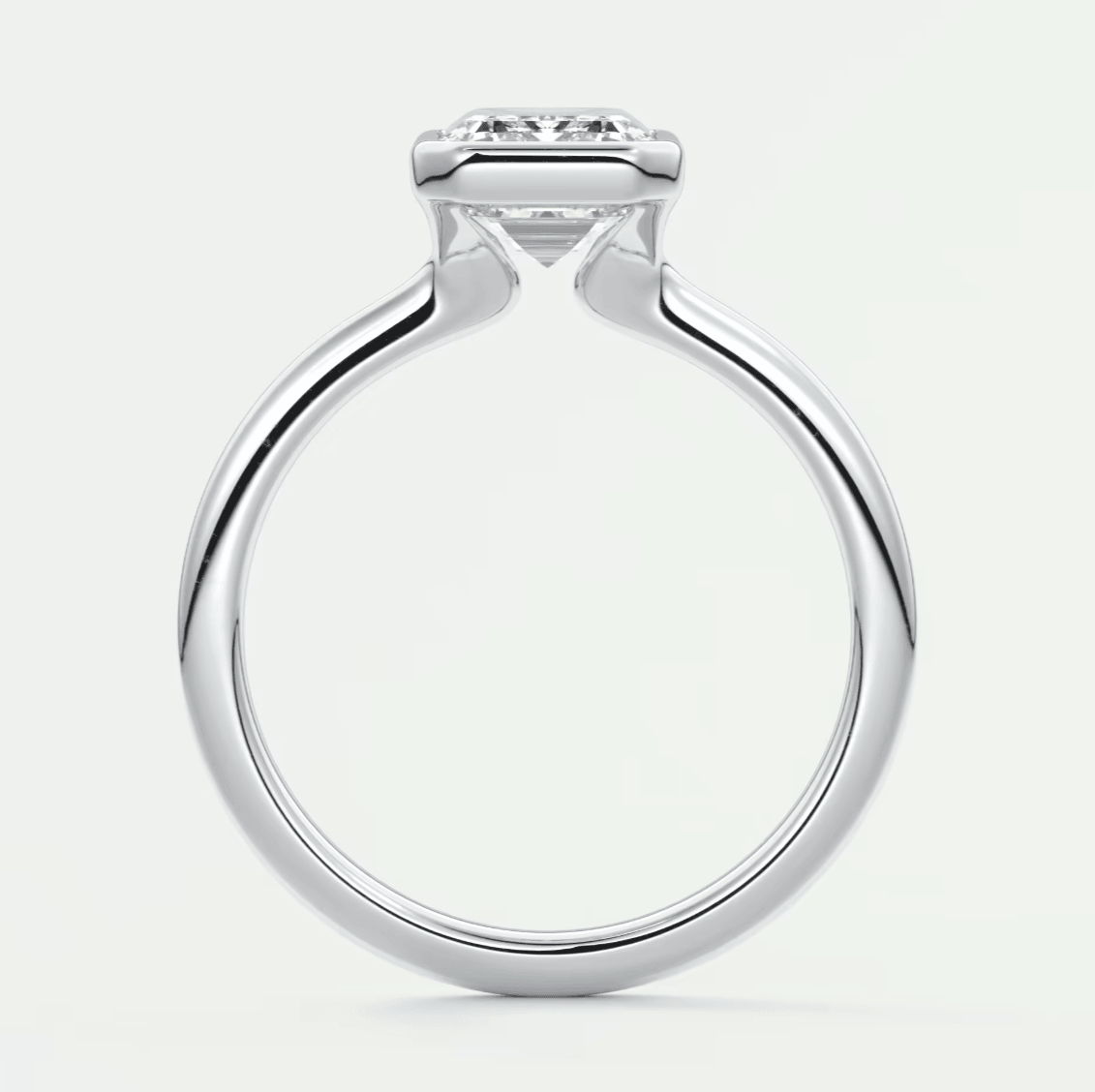 Véda Emerald Bezel Engagement Ring – Lab Diamond or Moissanite