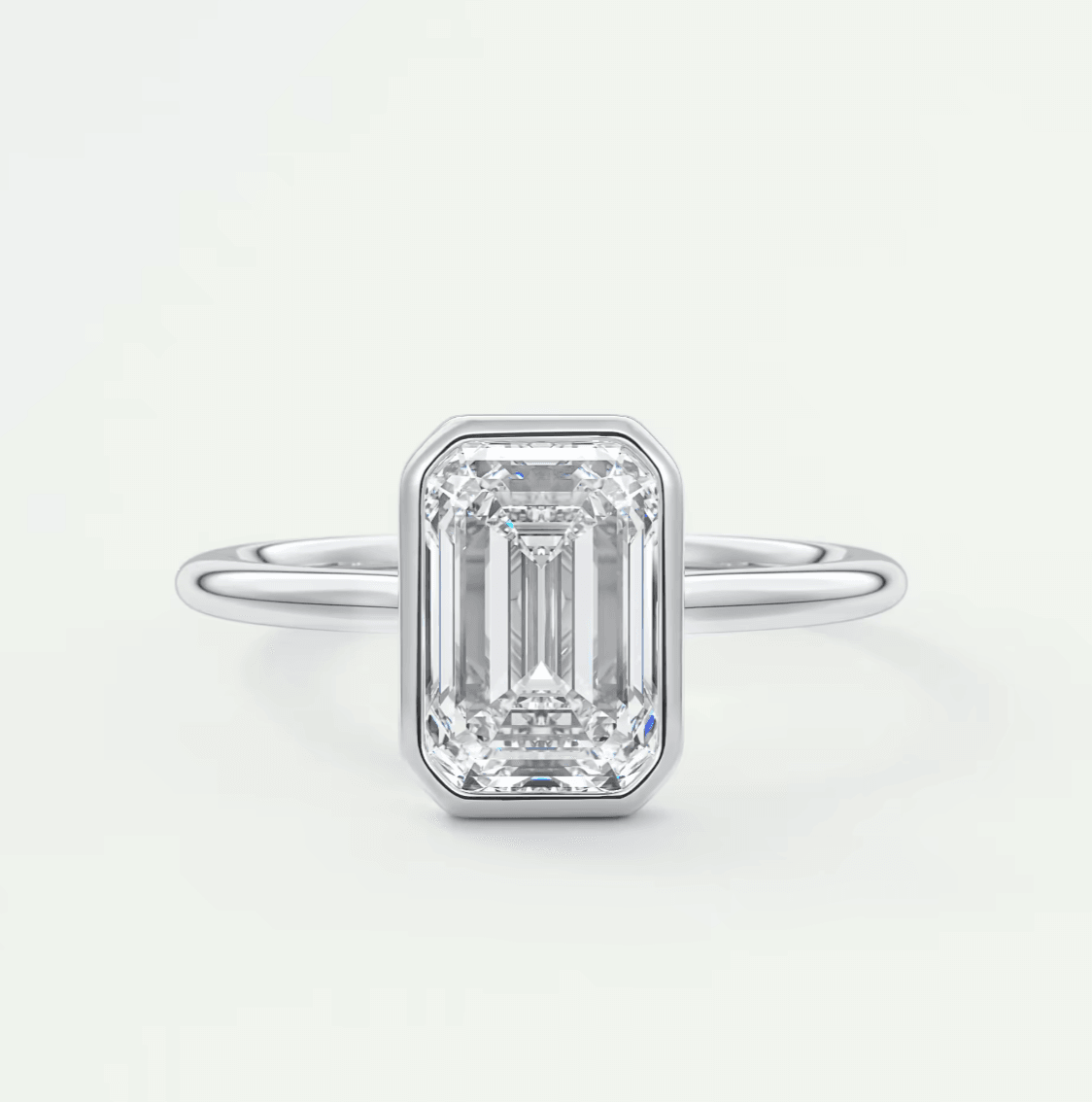Véda Emerald Bezel Engagement Ring – Lab Diamond or Moissanite