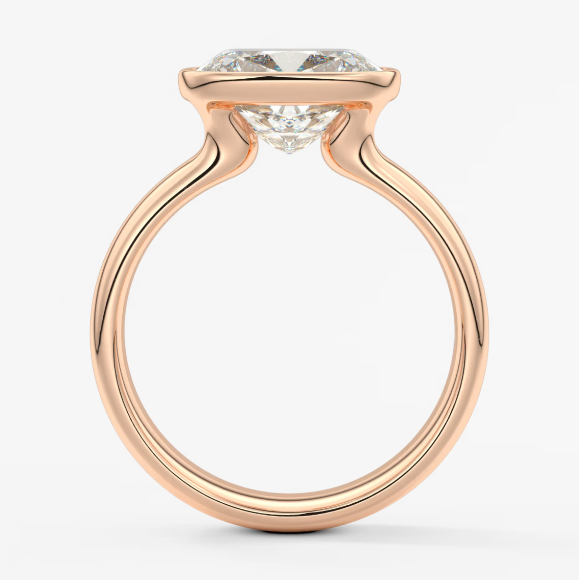 Véda Grande East-West Elongated Cushion Bezel Engagement Ring – Lab Diamond or Moissanite