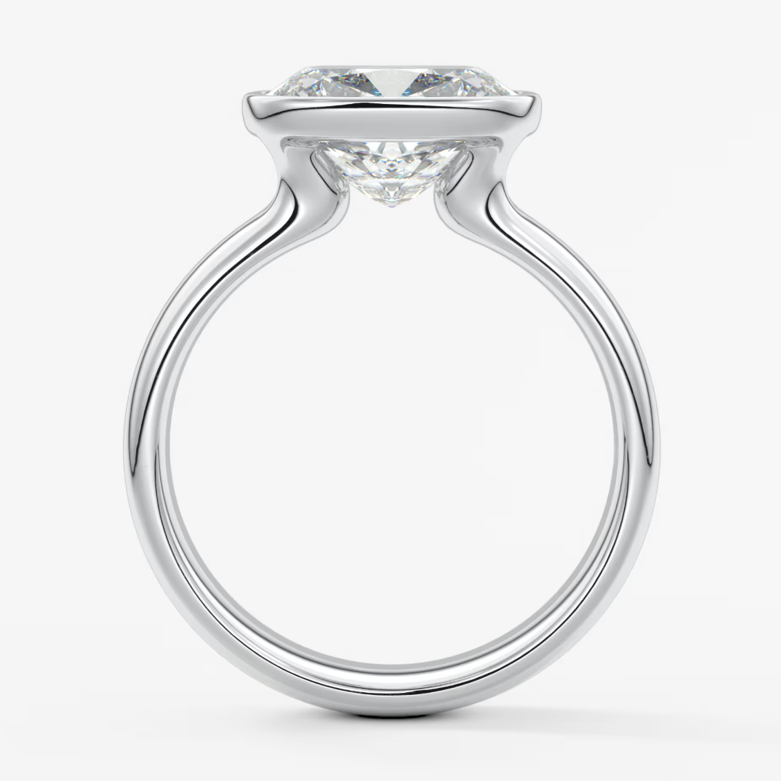Véda Grande East-West Elongated Cushion Bezel Engagement Ring – Lab Diamond or Moissanite