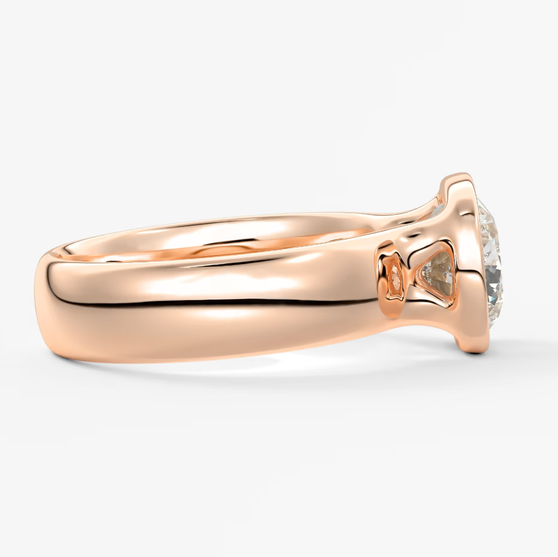 Véda Grande East-West Elongated Cushion Bezel Engagement Ring – Lab Diamond or Moissanite