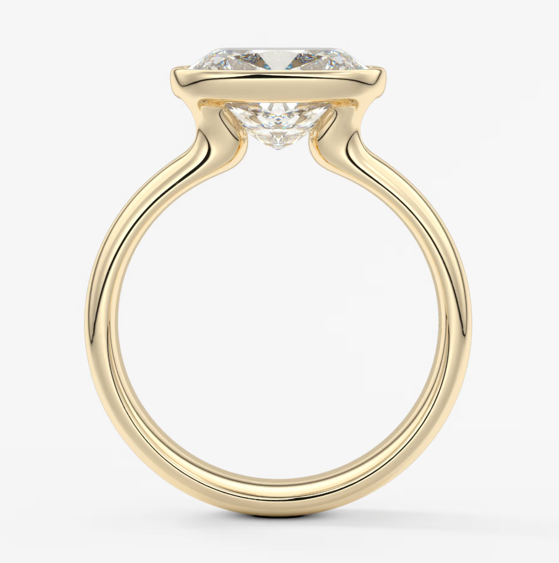 Véda Grande East-West Elongated Cushion Bezel Engagement Ring – Lab Diamond or Moissanite