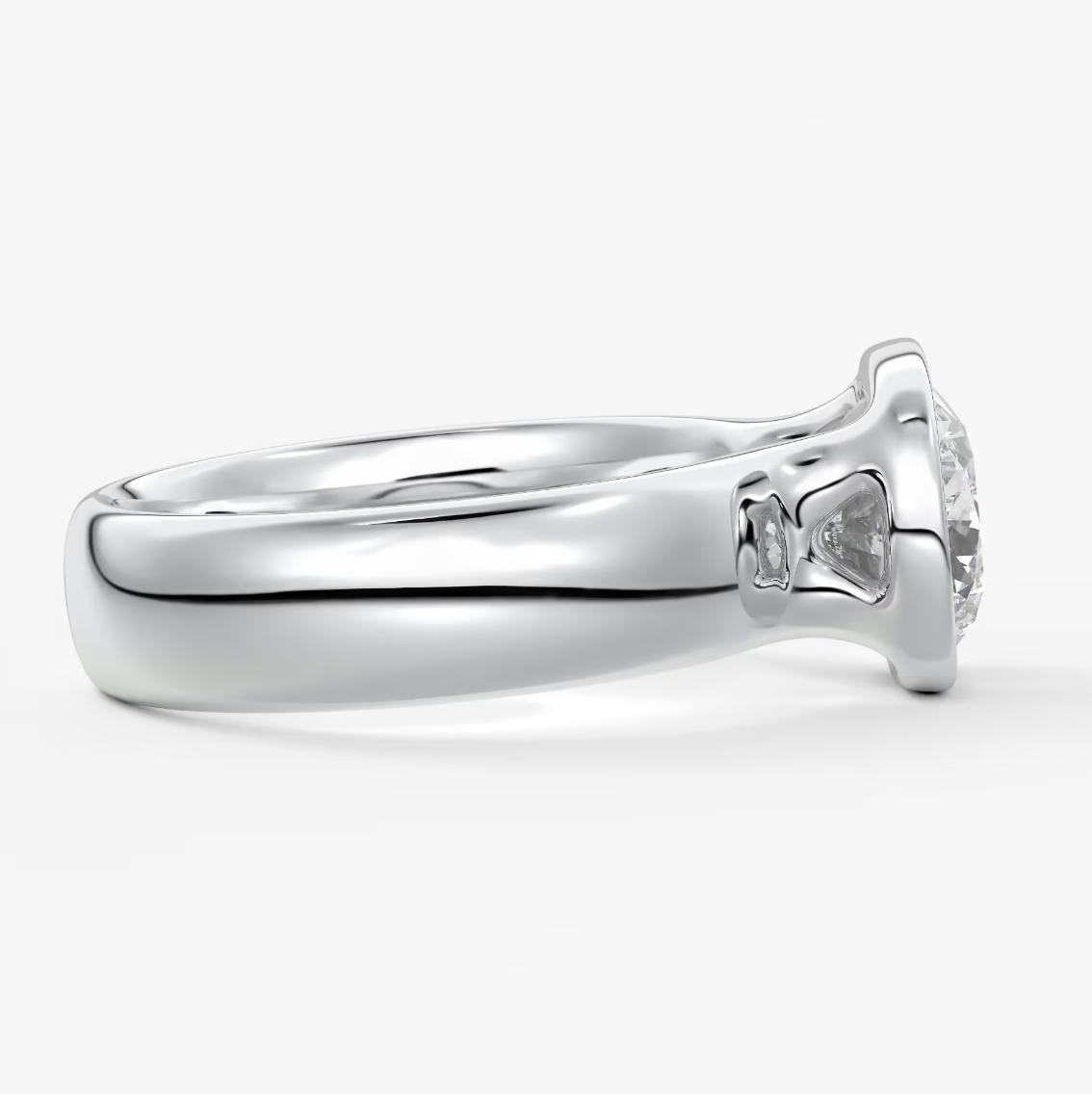 Véda Grande East-West Elongated Cushion Bezel Engagement Ring – Lab Diamond or Moissanite